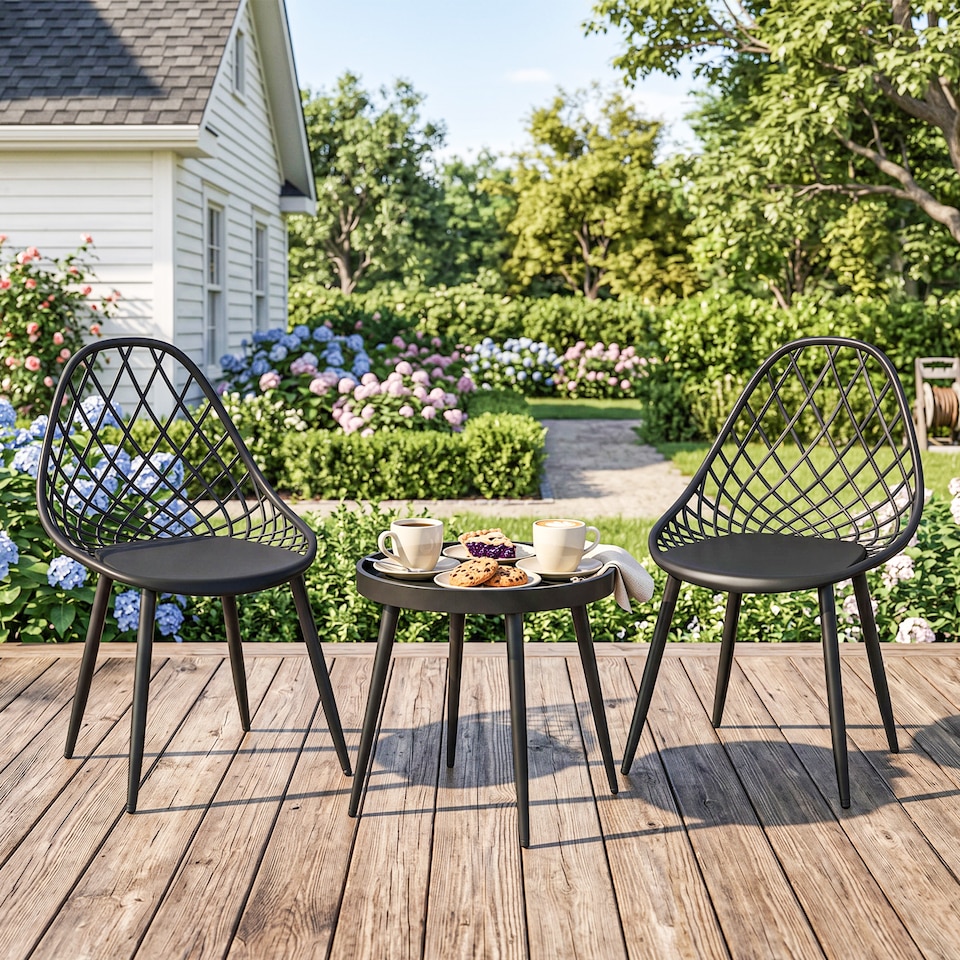 image 1 of Outsunny 3-Piece Outdoor Bistro Set Patio Furniture for Garden, Balcony