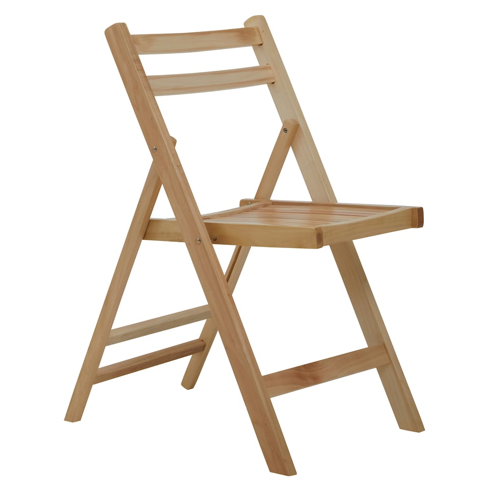 image 1 of Interiors by Premier Wood Natural Finish Folding Chair, Space-saver Camping Chair, Easy Foldable Wood Chair, Easy to Clean Chair