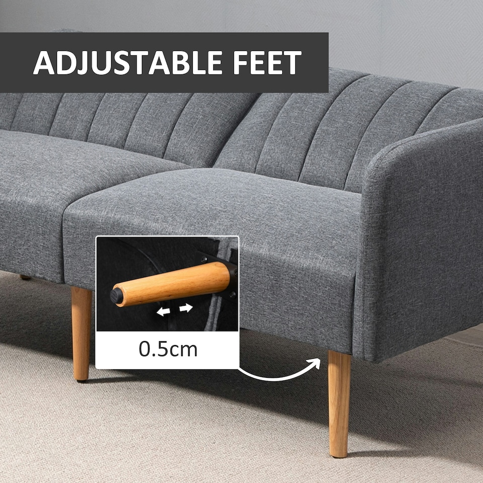 image 1 of HOMCOM 3 Seater Linen Sofa Bed with Adjustable Backrest for Living Room