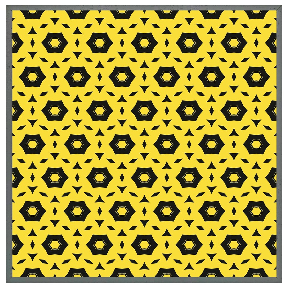 image 1 of Yellow & black geometric pattern (Picture Frame) White | S
