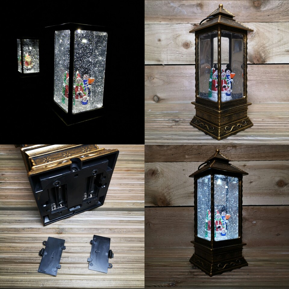 image 1 of 27cm Premier Christmas Water Spinners Antique Effect Lantern Choose from Santa or Snowmen