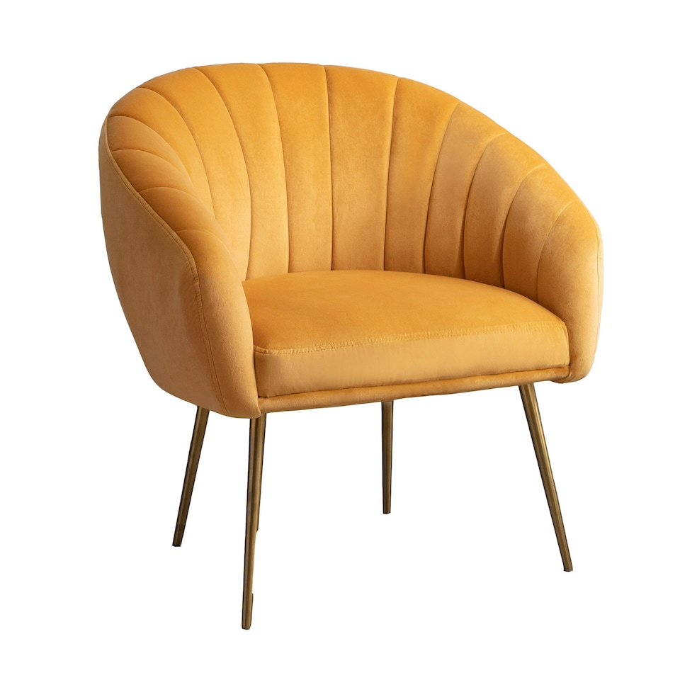image 1 of Helena Velvet Accent Chair - Yellow