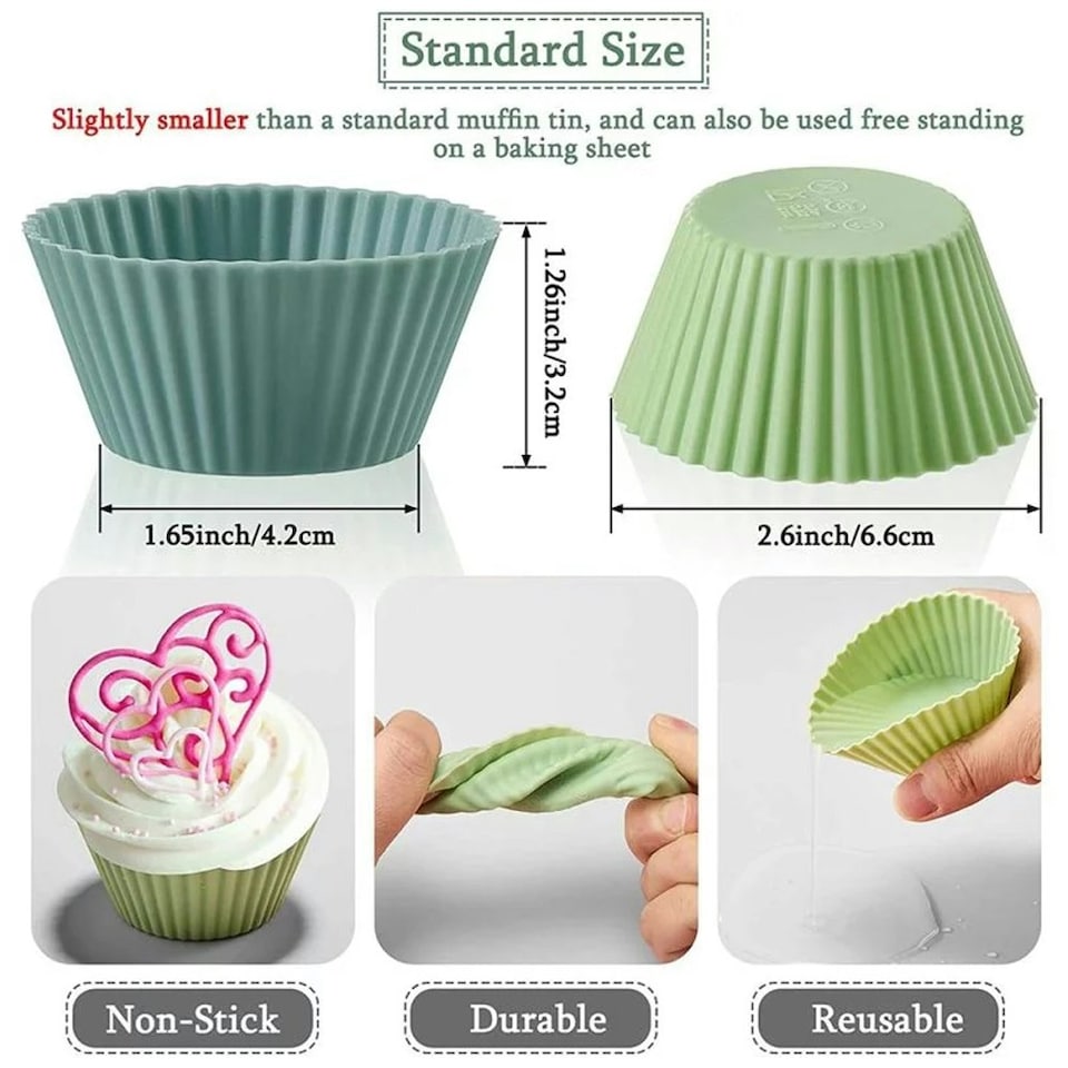 image 1 of Living and Home 24 Pcs Multicolor Reusable Silicone Muffin Baking Cups | Multi