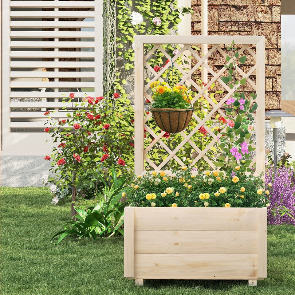 image 1 of COSTWAY Raised Garden Bed 104 cm Wooden Elevated Planter N/A