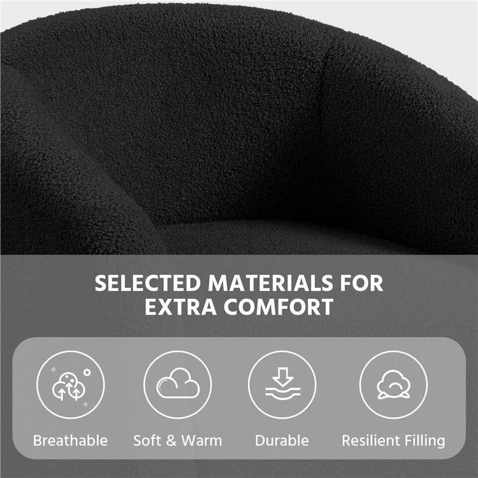image 1 of Yaheetech Fabric Club Chair Upholstered Accent Barrel Chair Black