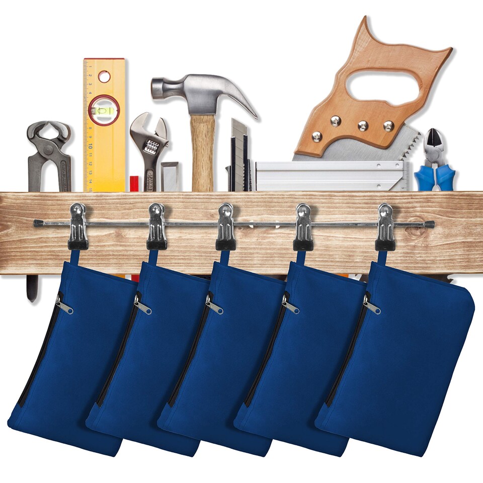 image 1 of Covers&All Tool Bag, 18 Oz Heavy Duty Waterproof Pouch with Sturdy, 7 in L x 11 in W x 7 in H, Blue