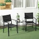 image 2 of Outsunny 2 PCs Dining Chairs, Stackable Design Aluminium Outdoor Armchairs Black