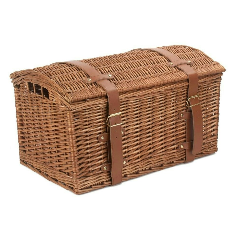 image 1 of Small Light Steamed Wicker Domed Storage Hamper Brown