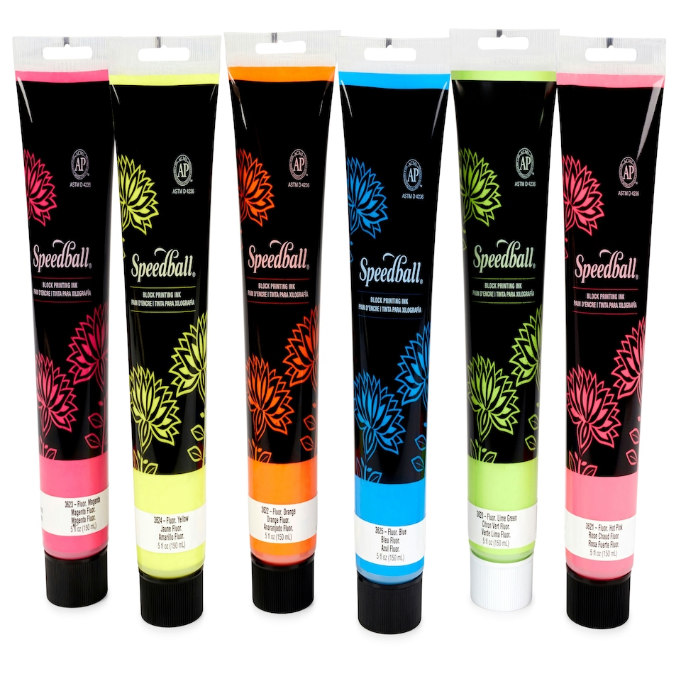 image 1 of Speedball Water-Soluble Block Ink, Fluorescent Hot Pink, 5oz