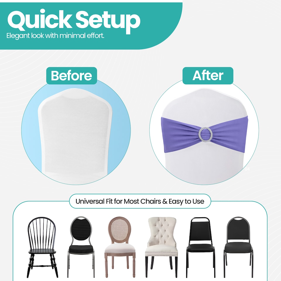 image 1 of 13"x5" Spandex Chair Bands with Slider Buckle, Elastic Chair Sash - 1pc