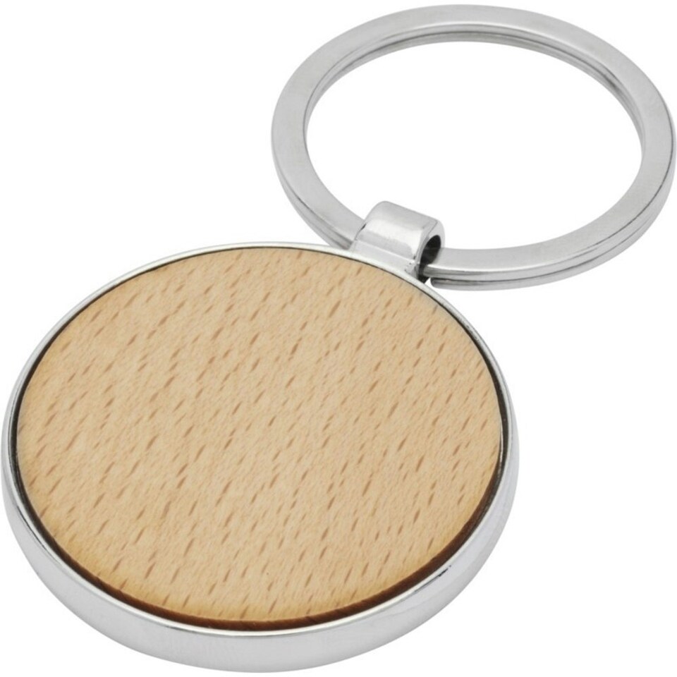 image 1 of Avenue Moreno Round Beech Wood Keyring - Natural - One Size