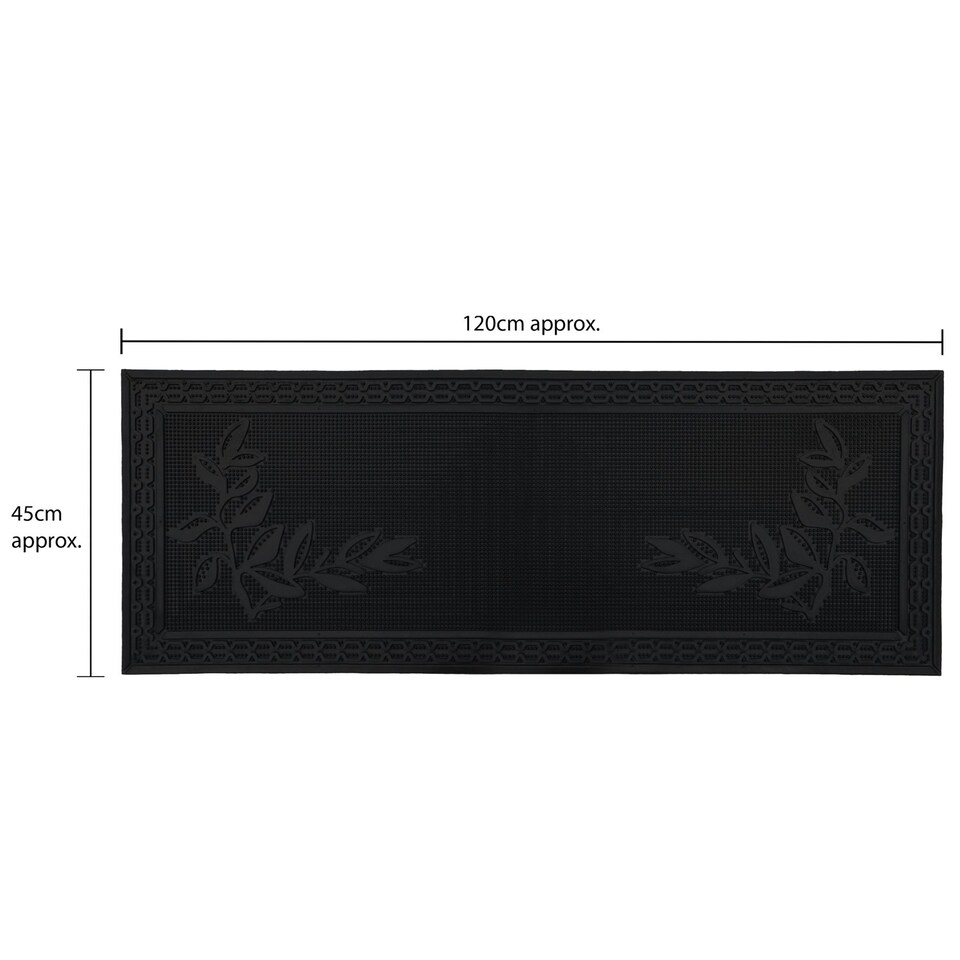 image 1 of JVLFoliage Rubber Scraper Doormat and Patio Mat Set, Black