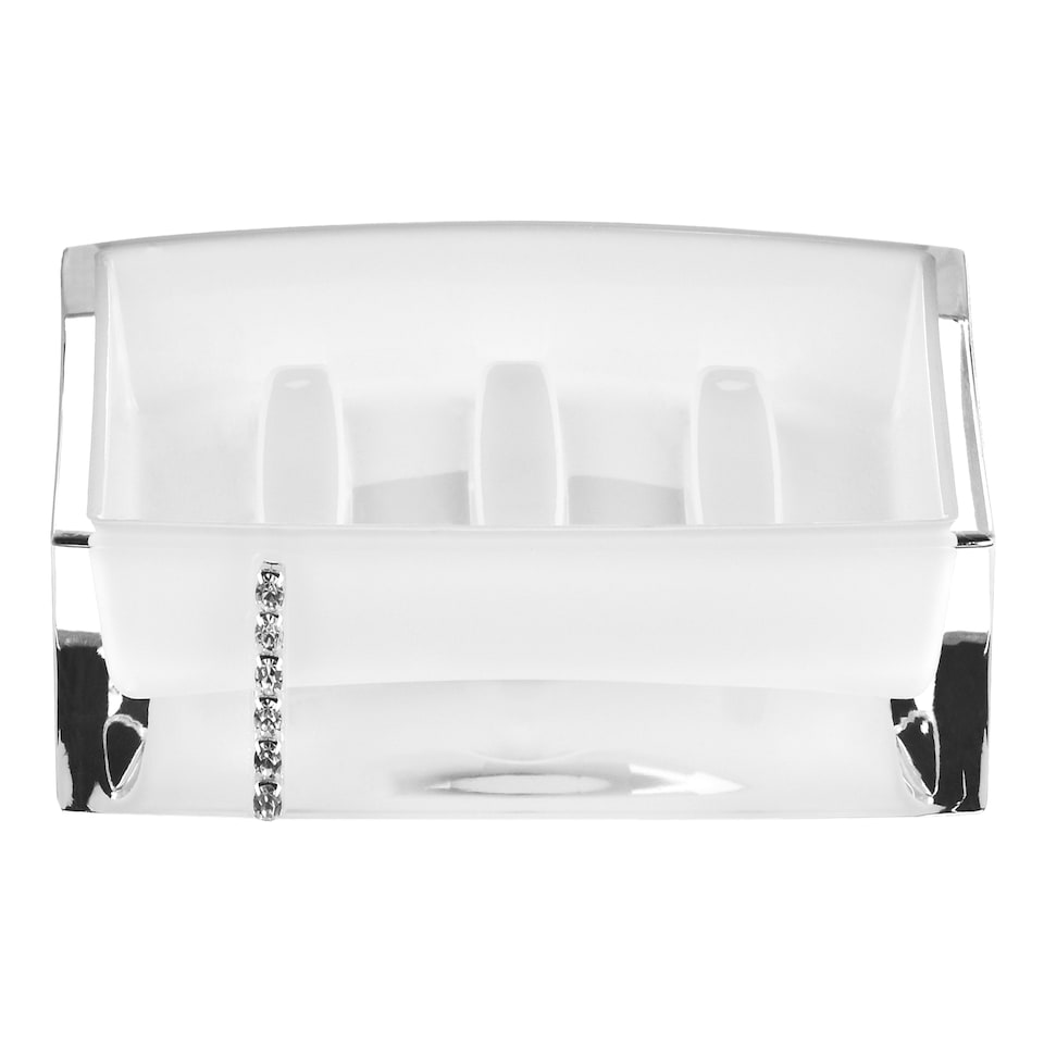 image 1 of White Acrylic And Crystal Soap Dish