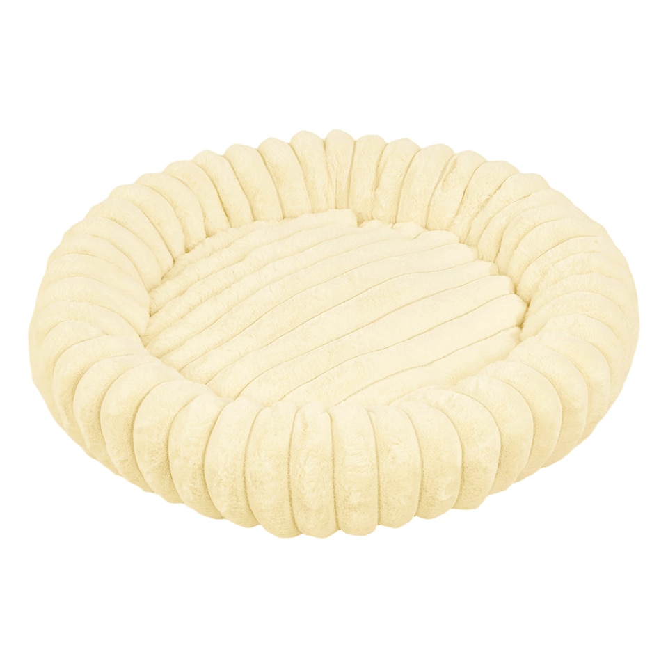 image 1 of Living and Home 6 Colour Soft Donut Pet Bed for Cats & Dogs,Warm & Cosy Retreat | Yellow | Pastel Yellow | M