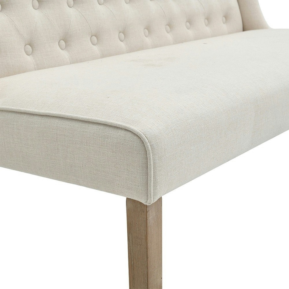 image 1 of Living and Home Beige Upholstered Tufted Dining Bench
