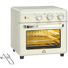 HOMCOM 20L Mini Oven with Adjustable Temperature, 60 Min Time 1400W, Cream