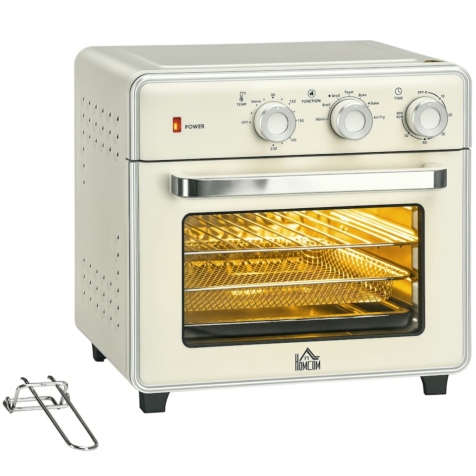 image 1 of HOMCOM 20L Mini Oven with Adjustable Temperature, 60 Min Time 1400W, Cream