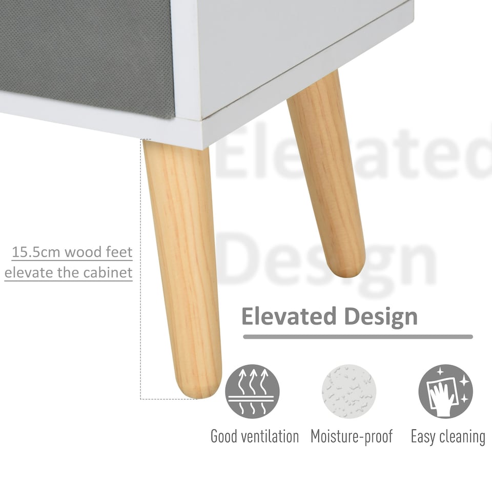 image 1 of HOMCOM Freestanding 4 Cube Storage Cabinet Unit Bookcase w/ 2 Drawer
