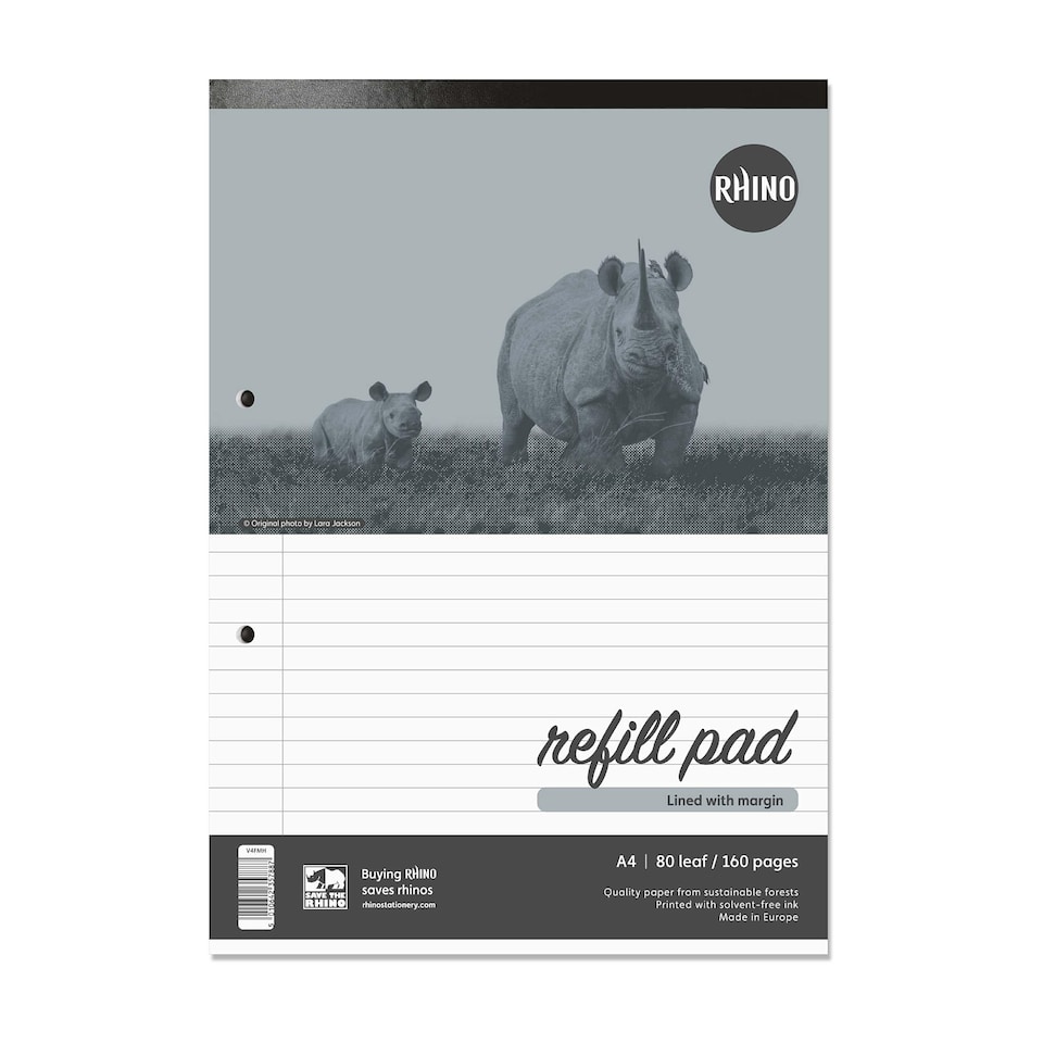 image 1 of Rhino A4 Refill Pad Cream 100 Page 7mm Squared Paper 6 Pack
