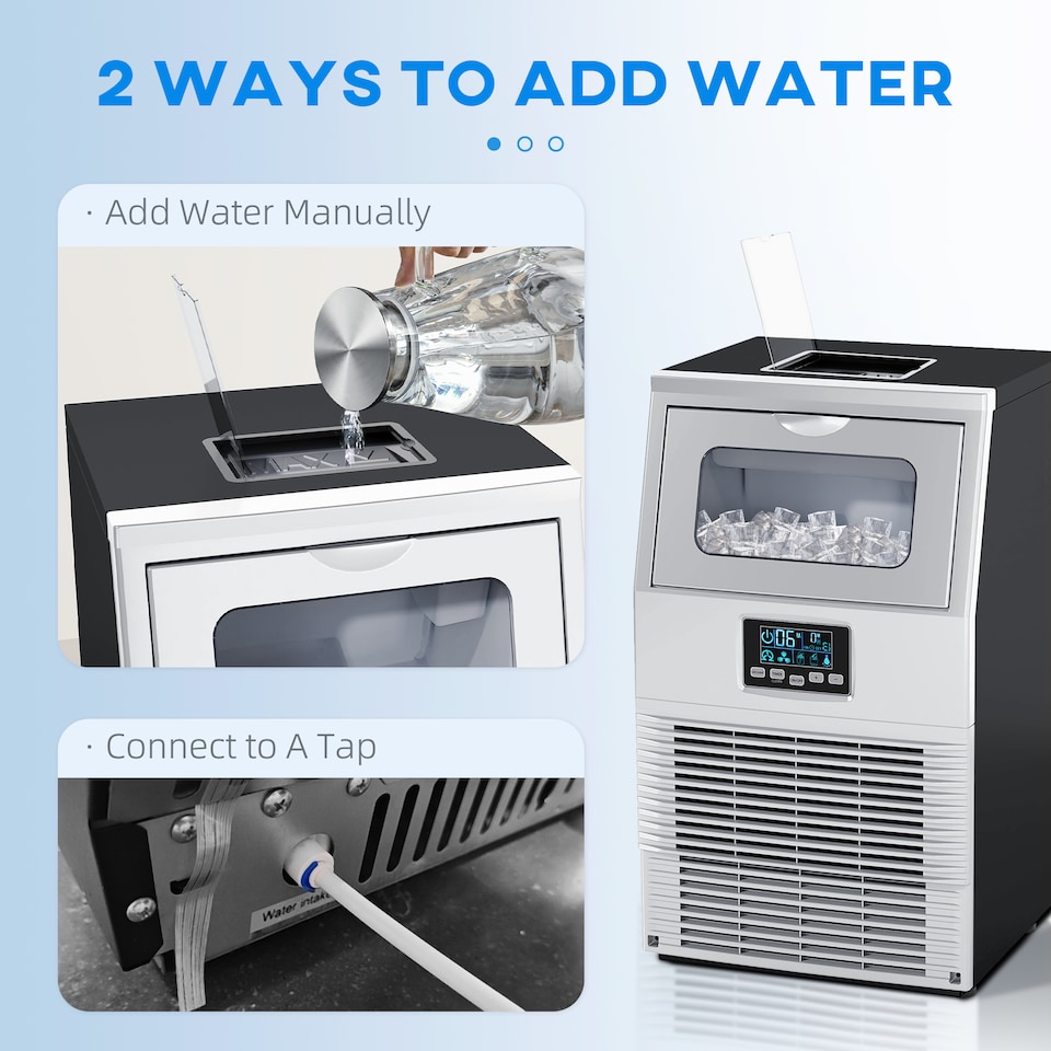 image 1 of HOMCOM Commercial Ice Maker with 4kg Ice Storage for Home Restaurant | Silver