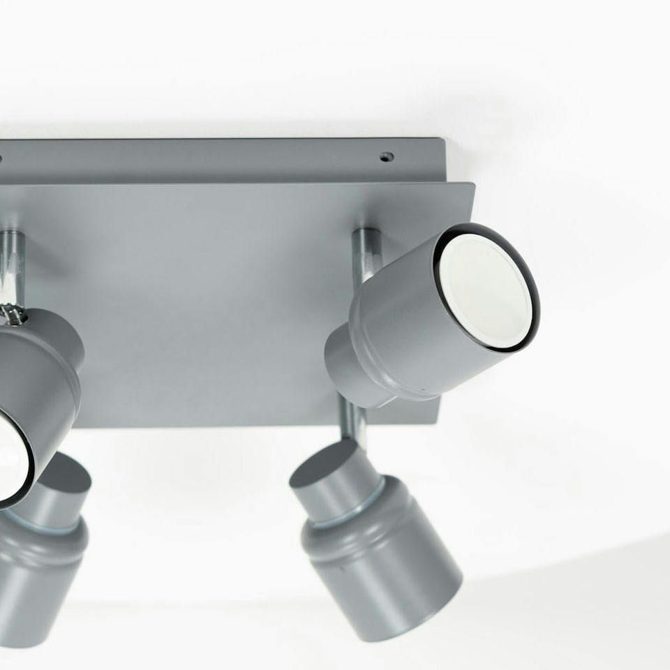 image 1 of ValueLights Benton Grey IP44 Square Bathroom Ceiling Light Grey