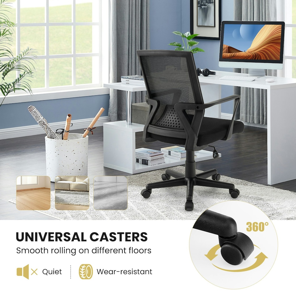image 1 of COSTWAY Home Office Chair Ergonomic Desk Chair Black Black