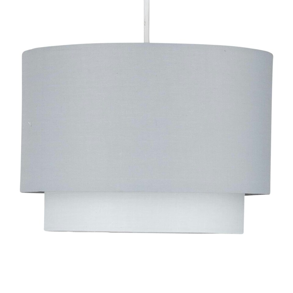 image 1 of First Choice Lighting Pair of Grey Ombre 2 Tier Ceiling Light Shades Grey