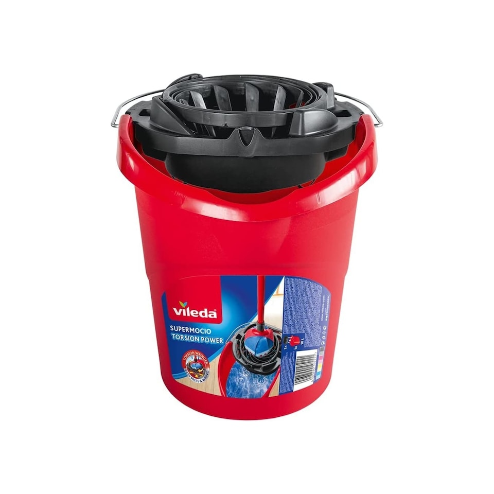 image 1 of Vileda Supermocio Bucket and Torsion Wringer Red Mop Bucket Durable Plastic Easy Water Extraction for Home Cleaning