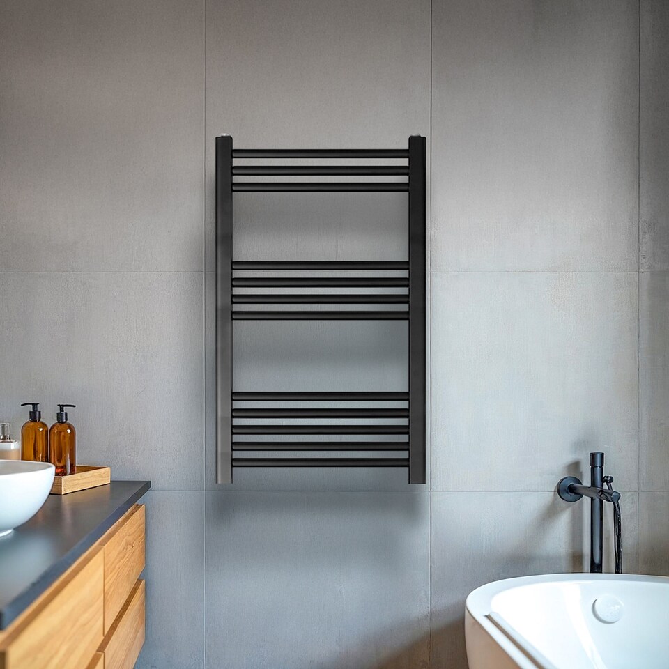image 1 of Straight Heated Towel Rail Radiator, 239W, 500 x 800mm, Anthracite | Grey | Anthracite
