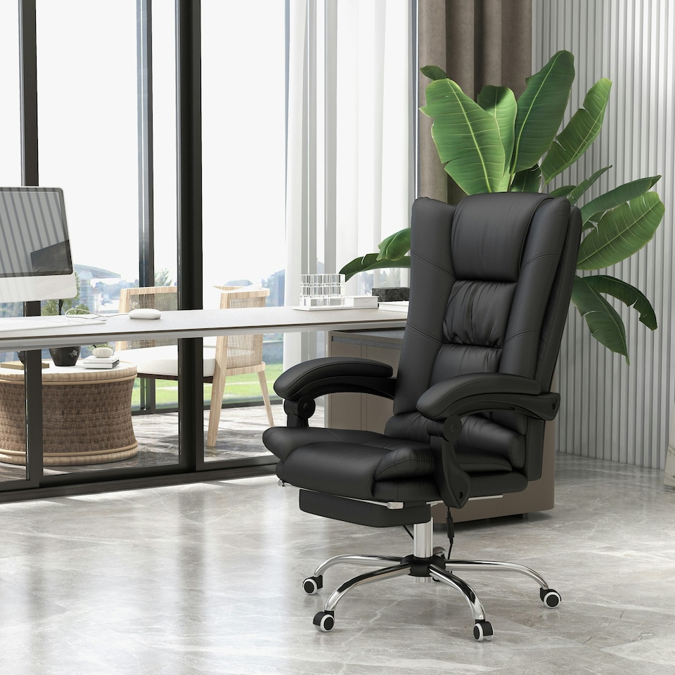 image 1 of Vinsetto PU Leather Vibration Massage Office Chair with Heat Black