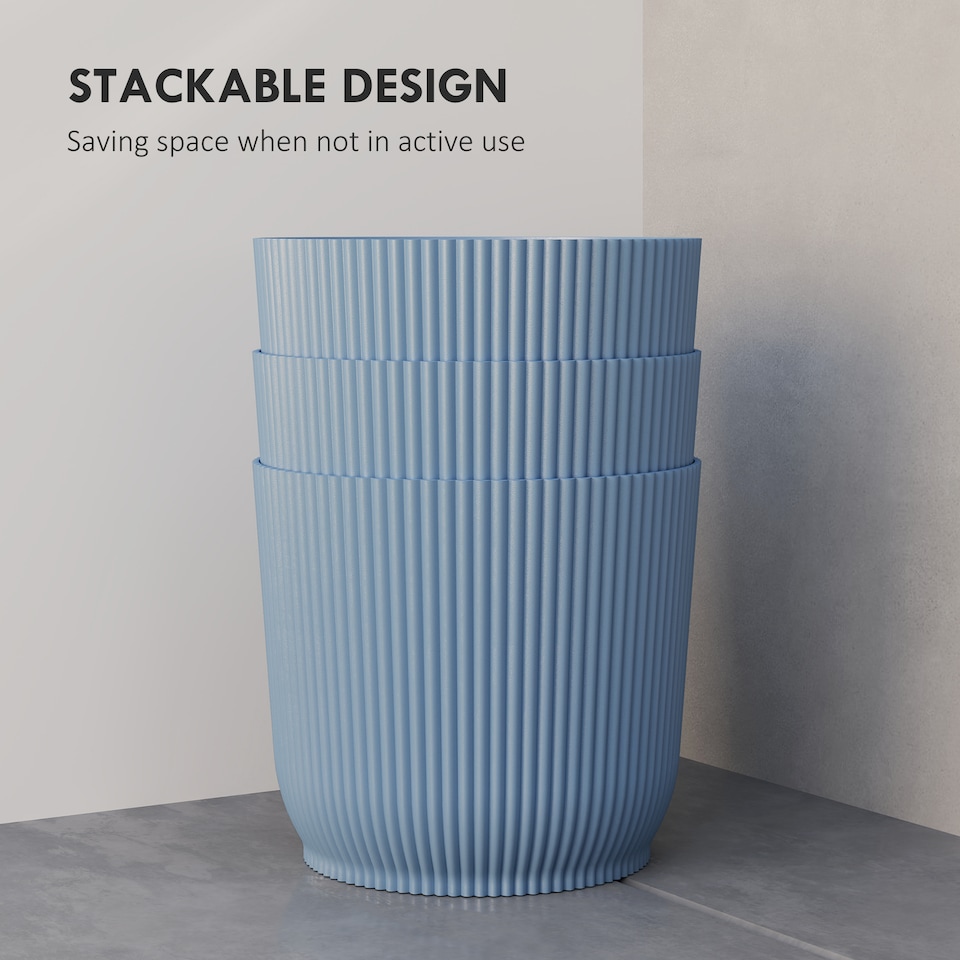 image 1 of Outsunny Set of 2 Round Plant Pots Outdoor 22cm for Garden Decoration, Blue | Blue | Blue | Ф22 x 20Hcm