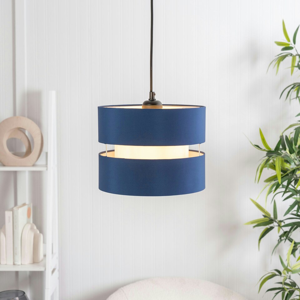 image 1 of ValueLights Sophia Small Navy 2 Tier Ceiling Light Shade and Bulb