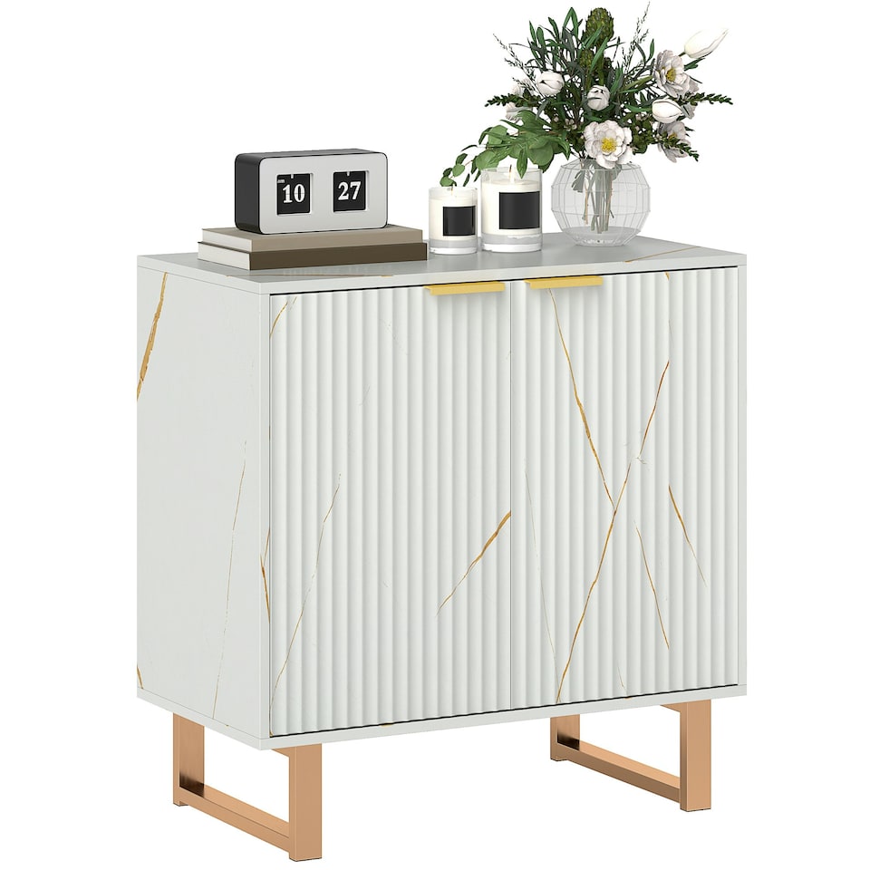 image 1 of HOMCOM Sideboard, Buffet Cabinet with 2 Doors and Adjustable Shelves, White White