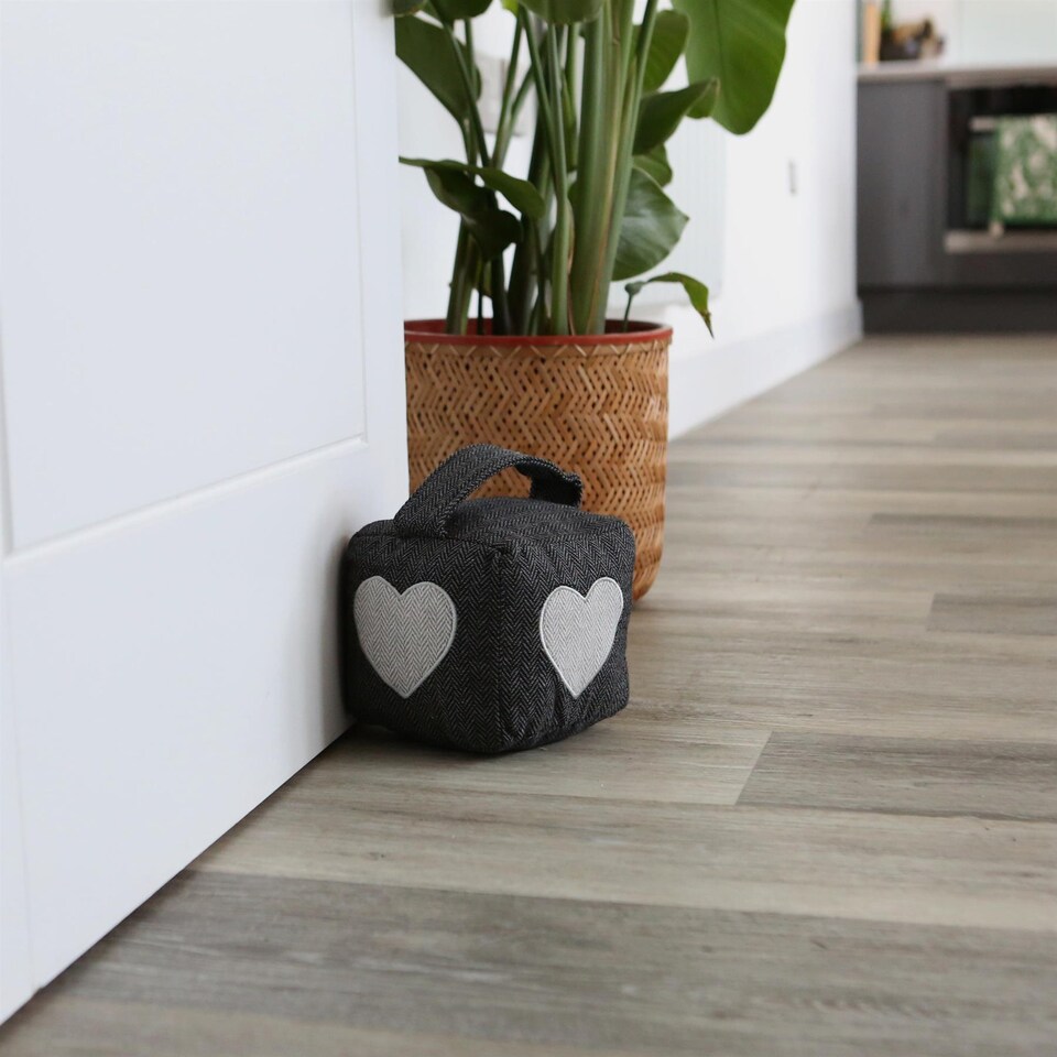image 1 of Nicola Spring Mismatched Herringbone Door Stop Set - 16 x 16cm - Star/Heart - Pack of 2