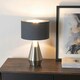 image 1 of ValueLights Jax Chrome Dimmable Touch Table Lamp with Charcoal with Chrome Inner Lamp Shade and LED Bulb