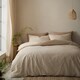 image 1 of Pineapple Elephant Cotton Rich Woven Stripe Duvet Cover Set | Cream | Natural | Super King