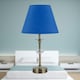 image 4 of Set of 2 Antique Brass Lamps with Facet Detail and Royal Blue Shades Bronze | Blue