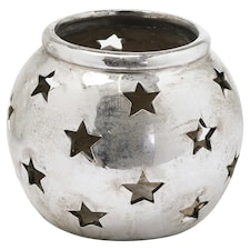 Hill Interiors Aspen Star Candle Lantern - Silver - 10cm x 14cm | Silver
