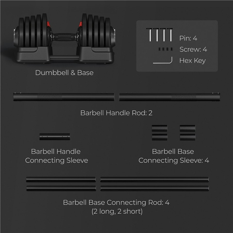 image 1 of Yaheetech 2-40KGS 2-in-1 Dumbbell Weight Set Black