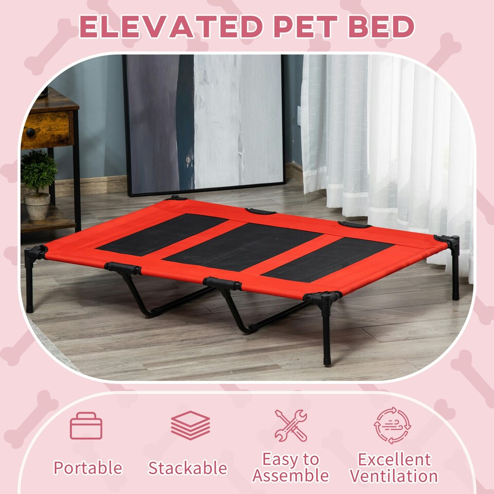 image 1 of PawHut Elevated Dog Bed Cooling Raised Pet Cot for Indoor Outdoor Use, XX Large
