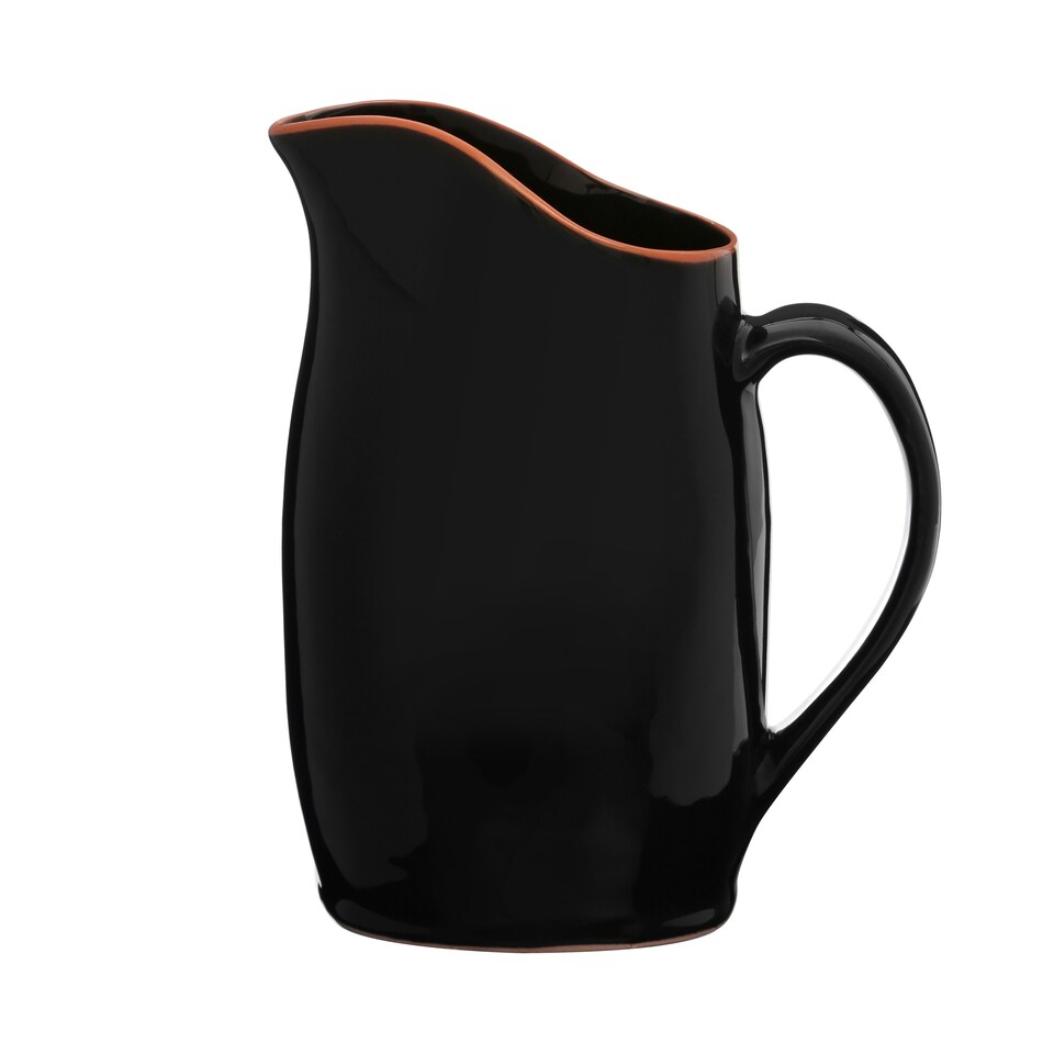 image 1 of Calisto Black Glazed Terracotta Pitcher