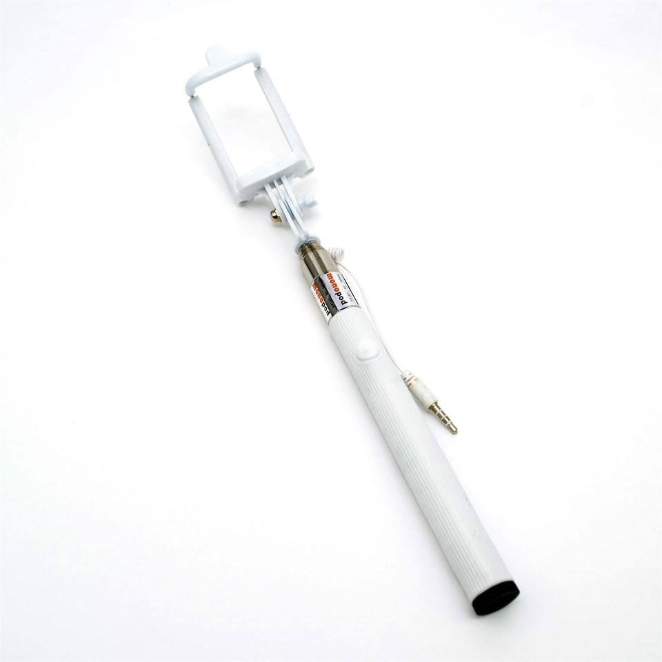 image 1 of White Monopod Selfie Stick Extendable Black | One Size