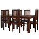 image 1 of Poko Dark Mango 6ft Dining Set with Wooden Chairs