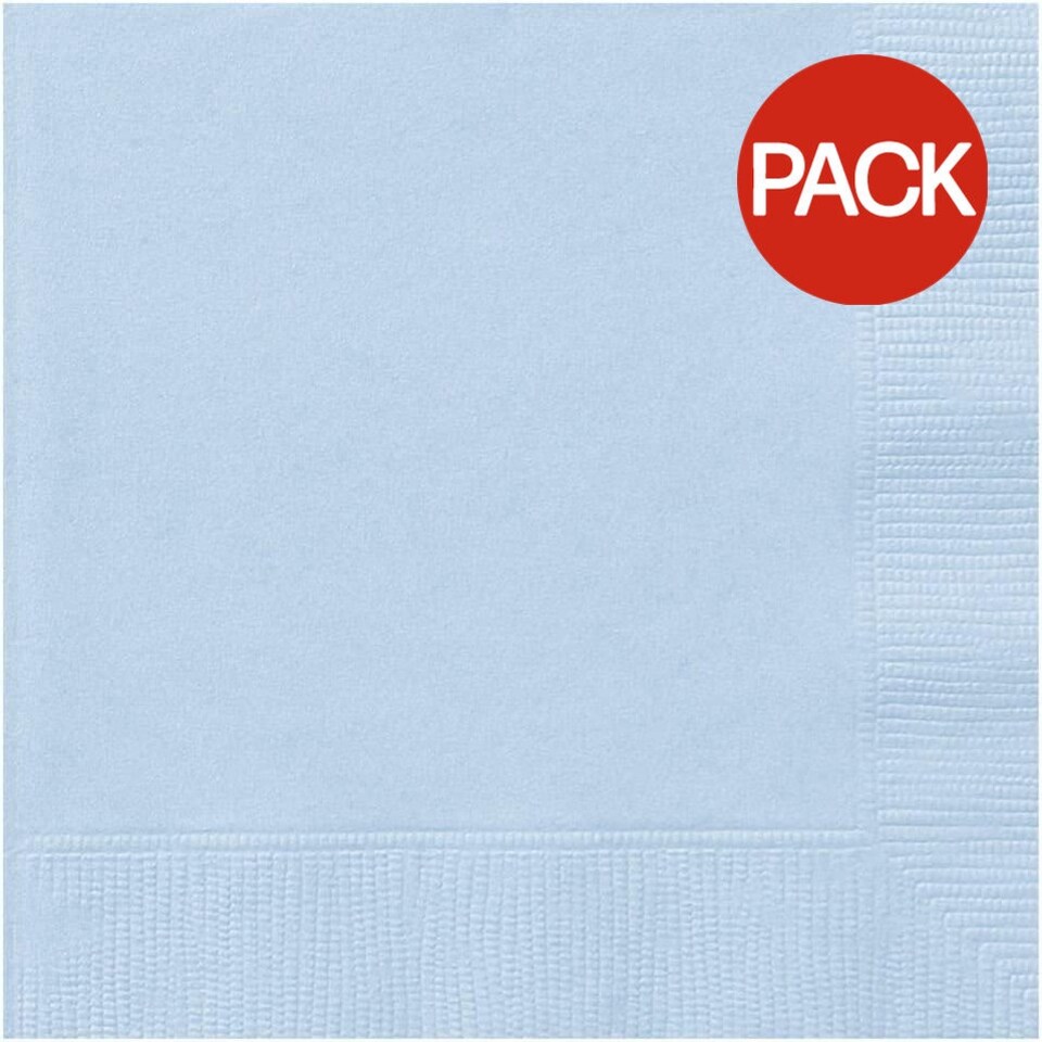 Unique Party Textured Lunch Disposable Napkins (Pack of 20) - Powder Blue - One Size