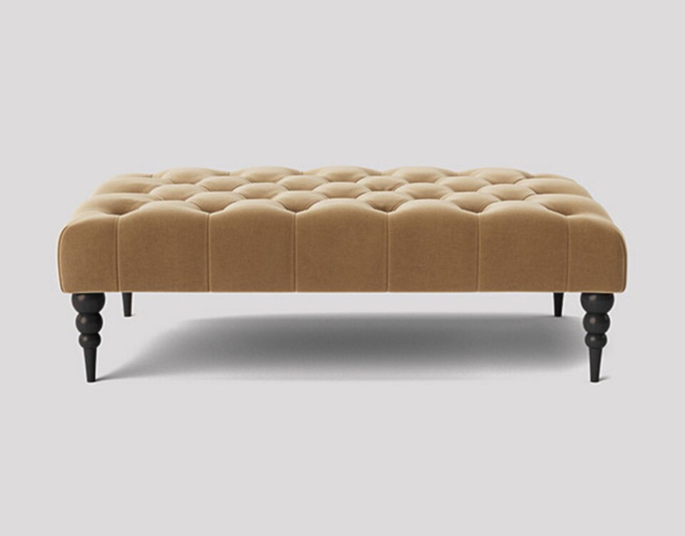 image 1 of Alyana 137cm Rectangle Ottoman Bench with Wooden Legs- Mink Plush Velvet Chesterfield Upholstered Footstool
