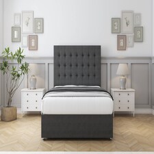 Sloomy Alabama Graphite Dumfries Divan Bed With Mattress 2 Drawers Footend With 26" Strutted Headboard 5' King | Grey | Graphite | King | 1