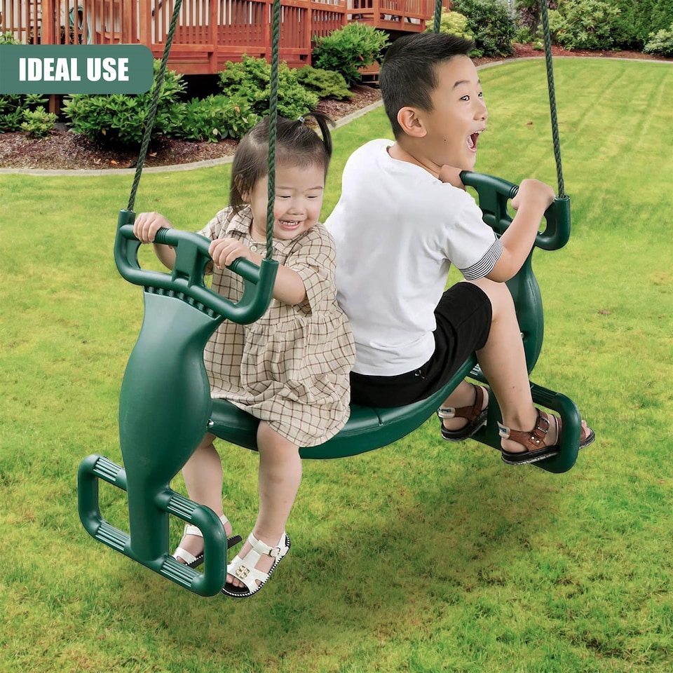 image 1 of The Magic Toy Shop Two Kids Tandem Swing Seat Outdoor Playground Equipment