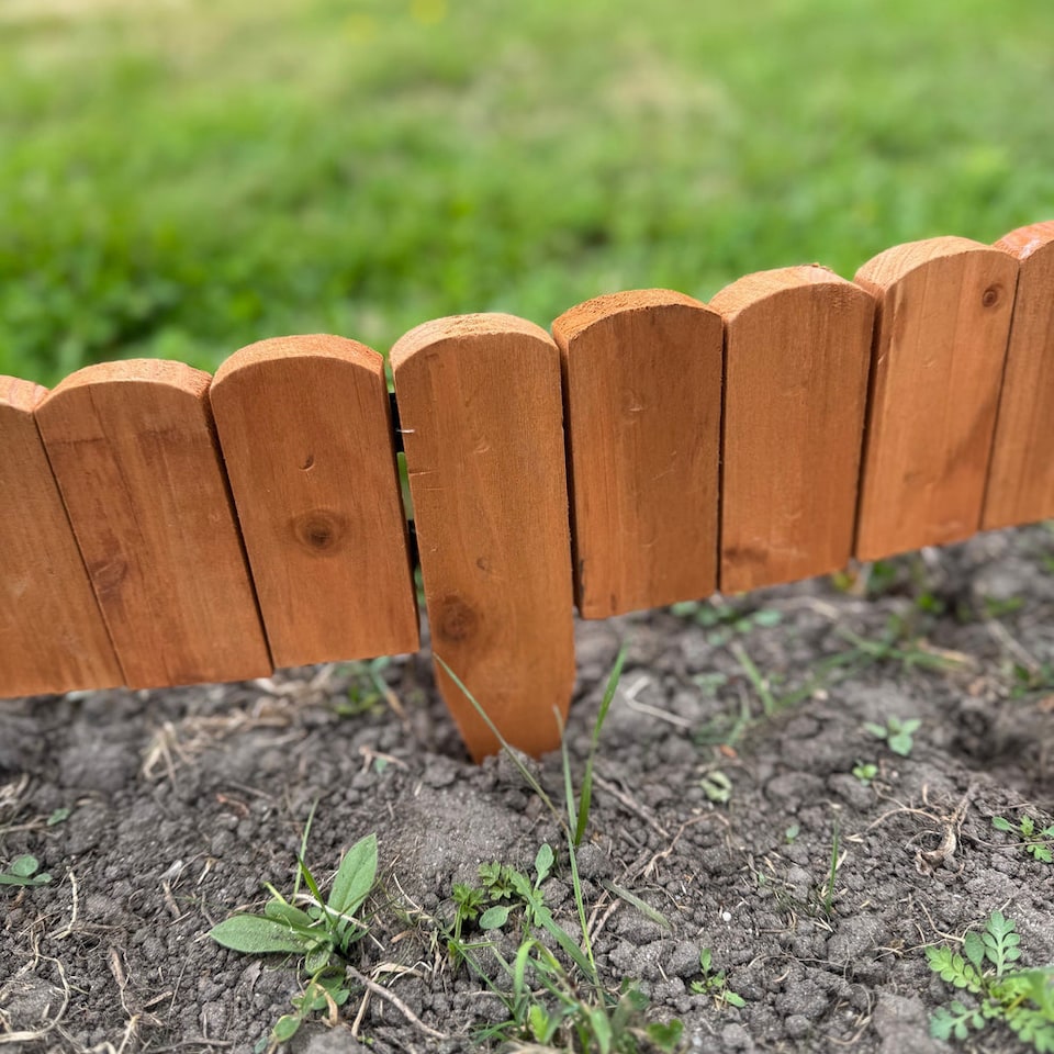 image 1 of Wooden Log Roll Style Garden Lawn Edging (70cm x 10cm) - 3 Panels
