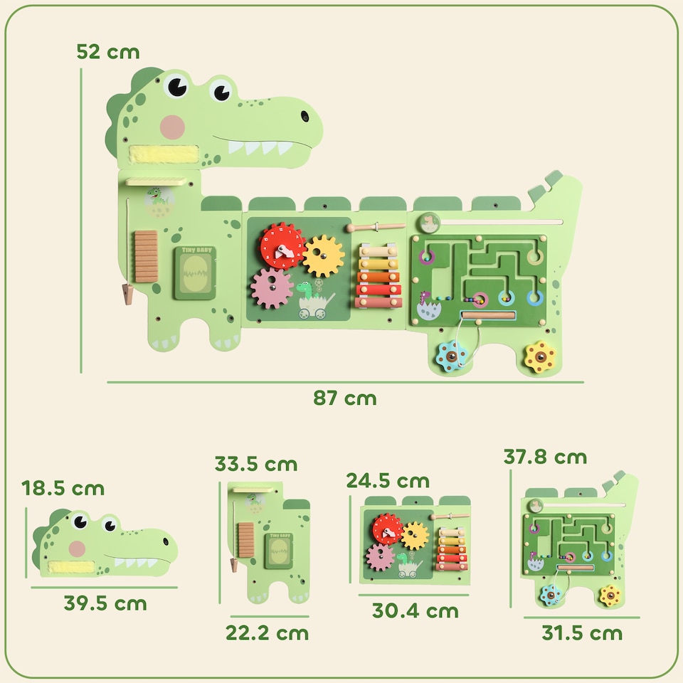 image 1 of AIYAPLAY Busy Board Panels Wall Mounted Dinosaur