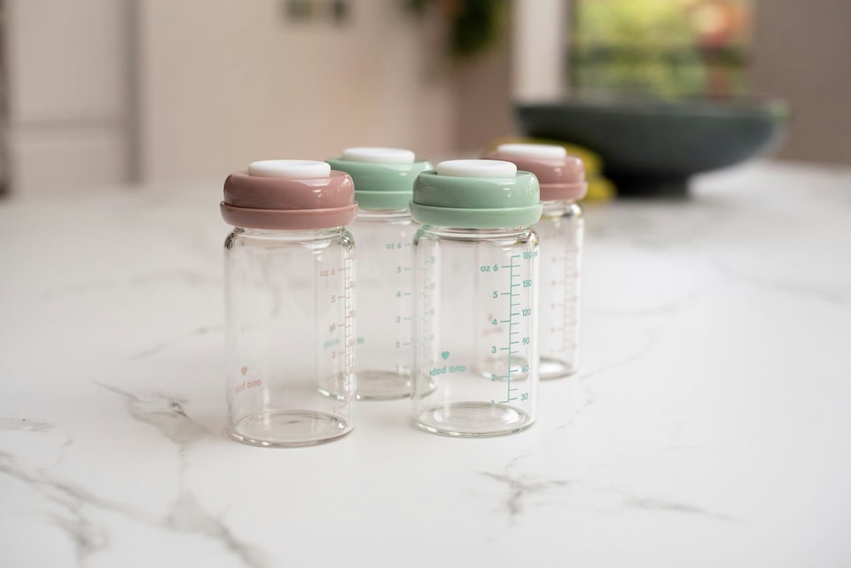 image 1 of Premium Glass Breastmilk Storage Bottles, Pack of Four, 180ml